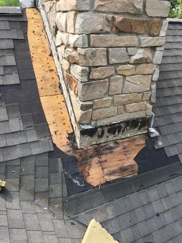 Brick chimney flashing replacement in St. Charles, IL Before