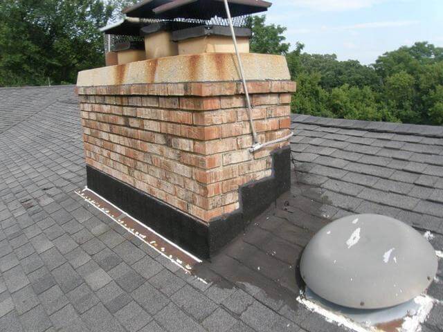 Copper Chimney Flashing Replacement in West Dundee, IL Before